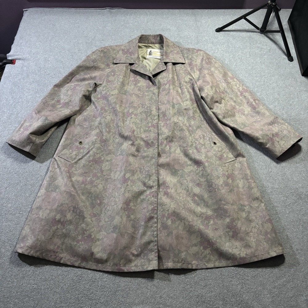 Vintage London Fog Wamsutta Floral Trench Coat Rain Jacket Women Size 14 Reg USA